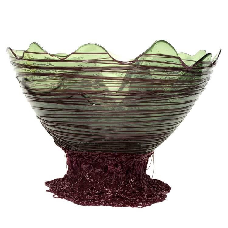 Ogiva Vase - Clear Bottle Green And Matt Aubergine